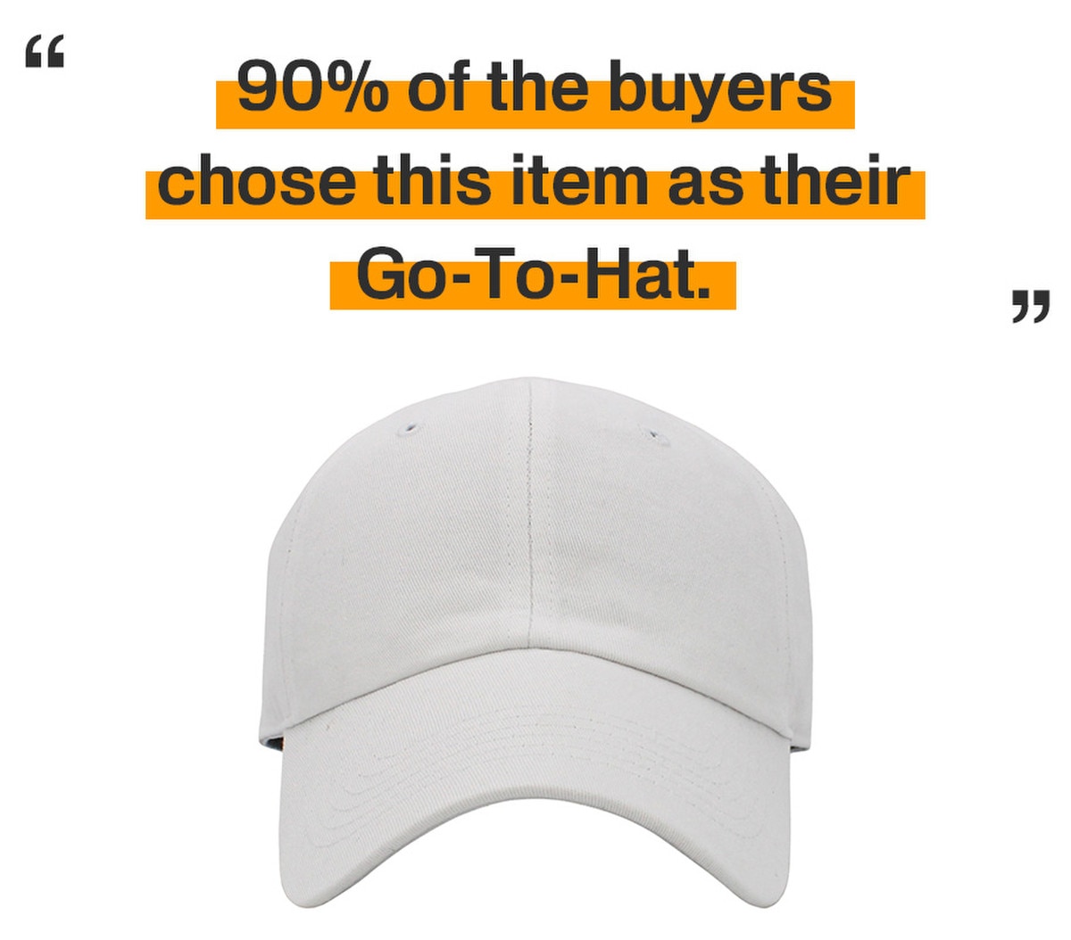 White Low Profile Baseball Caps Front View